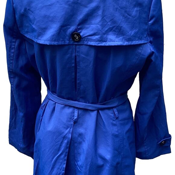 Vintage ABG Royal Blue Belted Trench Coat Rain Jacket Women's Size 10 - Picture 7 of 9